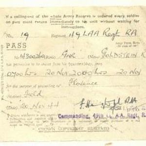 Day Leave pass to Florence