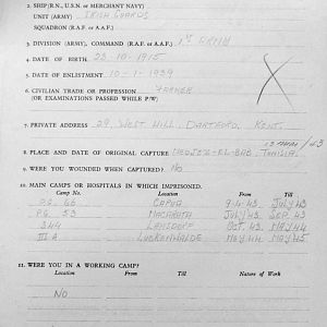 COSTELLOE, Henry Robert, 2718992, Lance Corporal, 1st Battalion IRISH GUARDS, Captured Tunisia, 13 Mar 1943 - WO 344-74-1