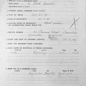 BERRY, John, 2719058, Guardsman, 2nd Battalion IRISH GUARDS, Captured France, 23 May 1940 - WO 344-26-2