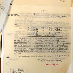 Welsh Guards Missing Personnel, BEF