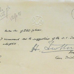 Designs for King's Colour and badges for 1st Battn Irish Guards