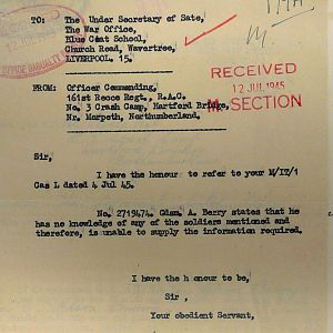 1st Battalion Irish Guards, Italy, Missing Personnel file