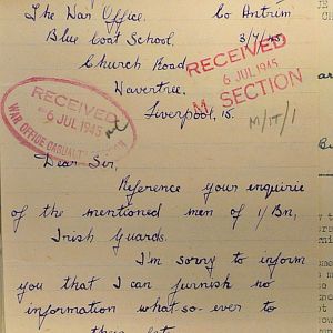 1st Battalion Irish Guards, Italy, Missing Personnel file