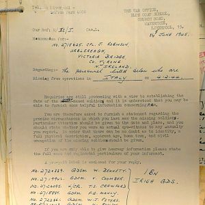 1st Battalion Irish Guards, Italy, Missing Personnel file
