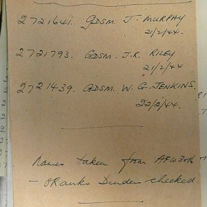 1st Battalion Irish Guards, Italy, Missing Personnel file