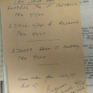 1st Battalion Irish Guards, Italy, Missing Personnel file