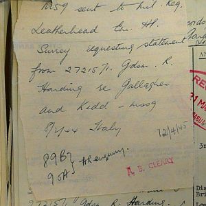 1st Battalion Irish Guards, Italy, Missing Personnel file