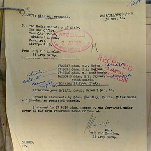 1st Battalion Irish Guards, Italy, Missing Personnel file