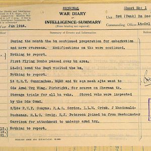 June War Diary, 3 Tank Battalion Scots Guards 1944