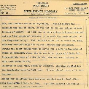 October War Diary, 3 Tank Battalion Scots Guards 1944