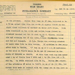 November War Diary, 3 Tank Battalion Scots Guards 1944