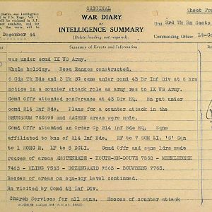 December War Diary, 3 Tank Battalion Scots Guards 1944