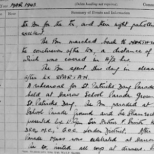 March War Diary, 3rd Battalion Irish Guards, 1943