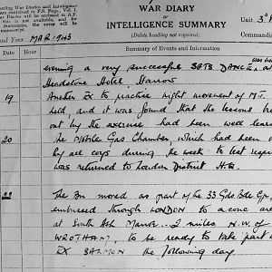 March War Diary, 3rd Battalion Irish Guards, 1943