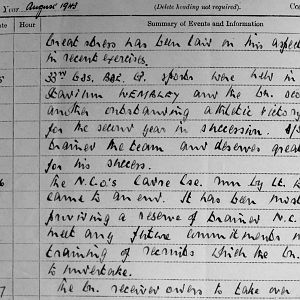 August War Diary, 3rd Battalion Irish Guards, 1943