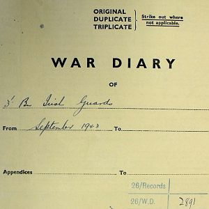 September War Diary, 3rd Battalion Irish Guards, 1943