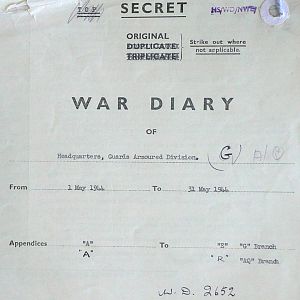 May War Diary, G Branch Guards Armoured Division, 1944