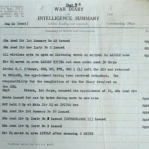 August War Diary, Guards Armoured Division, G Branch, 1944