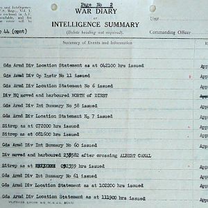 September War Diary, Guards Armoured Division, G Branch, 1944