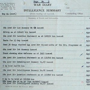 September War Diary, Guards Armoured Division, G Branch, 1944