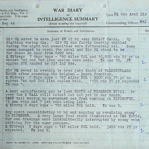 September War Diary, Guards Armoured Division, G Branch, 1944