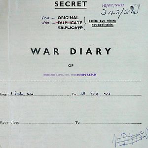 February War Diary, 5th Guards Armoured Brigade Workshops, REME, 1944