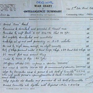 July War Diary, 5th Guards Armoured Brigade Workshops, REME, 1944