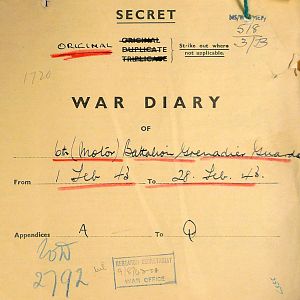 February War Diary, 6th Motor Battalion GRENADIER GUARDS, 1943