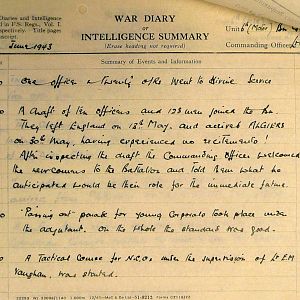June War Diary, 6th Motor Battalion Grenadier Guards, 1943