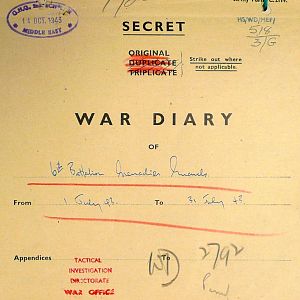 July War Diary, 6th Motor Battalion Grenadier Guards, 1943
