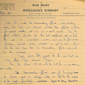 August War Diary, 6th Motor Battalion Grenadier Guards, 1943