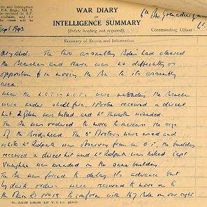 September War Diary, 6th Motor Battalion Grenadier Guards, 1943