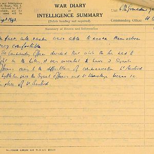 September War Diary, 6th Motor Battalion Grenadier Guards, 1943