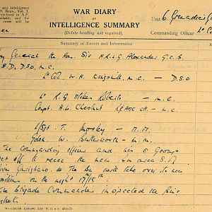 December War Diary, 6th Motor Battalion Grenadier Guards, 1943