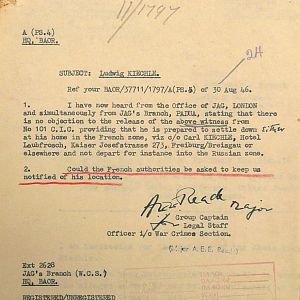 Detention of Feldwebel Ludwig Kiechle