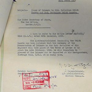 Colours for 2nd Battalions, Irish Guards & Welsh Guards