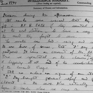 June War Diary, Irish Guards, 2nd Armoured Battalion, 1944