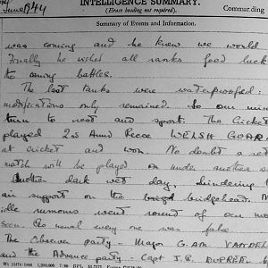 June War Diary, Irish Guards, 2nd Armoured Battalion, 1944