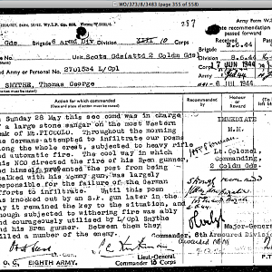 SMYTHE, Thomas George, 2701534, Lance Corporal, SG attached 2 CG, MM