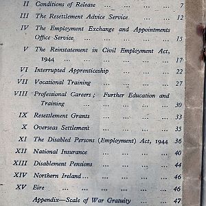 Release and Resettlement HM Forces WW2 Page 2 Contents.