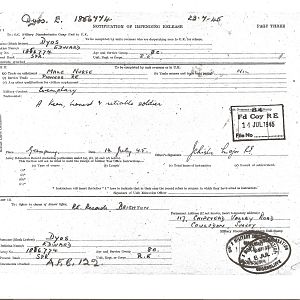 Spr Edward Albert Dyos - Army Records