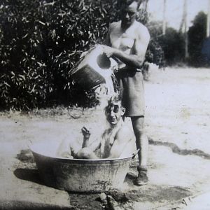 Arthur takes a bath.