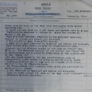 030  May 44 Regt WD Sheet 3