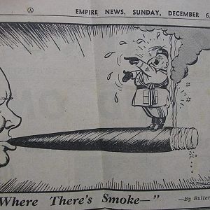 Churchill Mussolini cartoon newspaper cutting