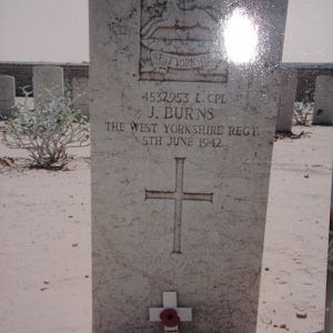 4532953 James Burns Headstone In Tobruk Cemetery