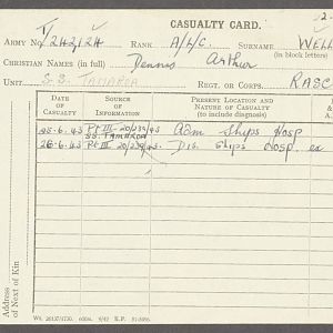 Service Record RASC Dennis Arthur Wells 142124 20